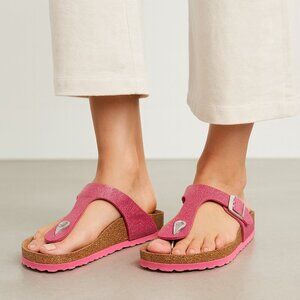 Birkenstock Pink Glitter Gizeh Sandals Women’s Comfort Summer Shoes Size 41
